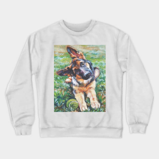 German Shepherd Fine Art Painting Crewneck Sweatshirt by LASHEPARD